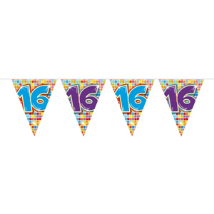16 Jaar Mini Vlaggenlijn Birthday Blocks - 3 meter 16 Jaar Mini Vlaggenlijn Birthday Blocks - 3 meter